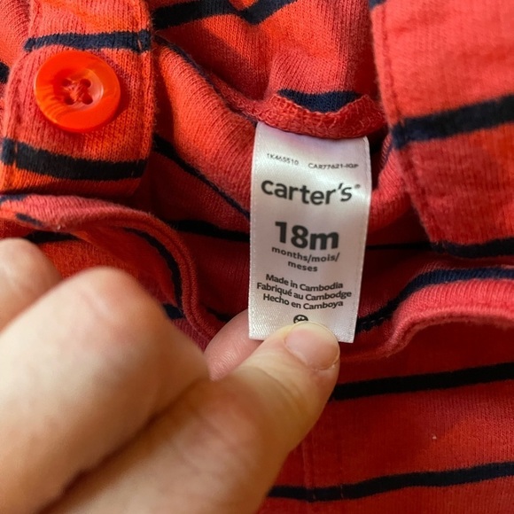 Carter’s | Baby 2-Piece Boat Tee & Shortall Set Red | baby boy 18 mo - Picture 5 of 11